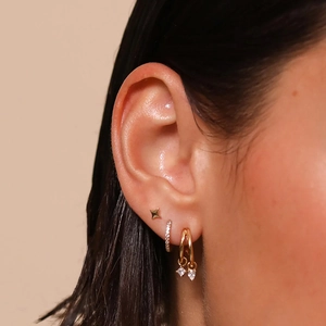 Minimalist S925 silver needle drop earrings with double cubic zirconia for women
