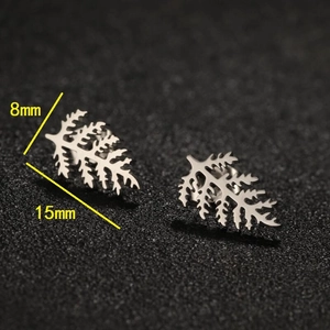 Orecchini a perno minimalisti a forma di foglia in acciaio inossidabile argento