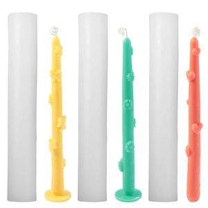 Moldes cilíndricos de silicona para velas con texturas de margarita, corazón y lazo