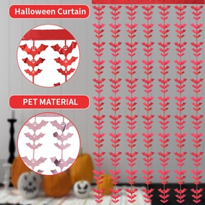 Halloween bat fringe curtain made of shiny PET material for party background decor
