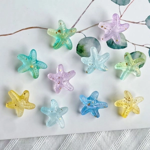 Translucent colorful gradient starfish beads with gold spots for DIY jewelry making