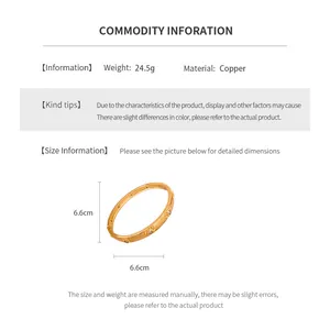Detailed size specifications for vintage 24K gold-plated flower buckle copper bangle