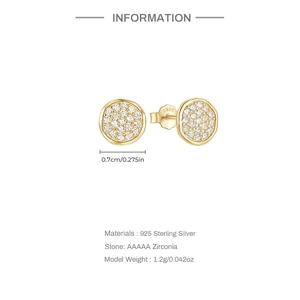 Detailed spec sheet showing 925 sterling silver earrings with AAAAA zirconia stones