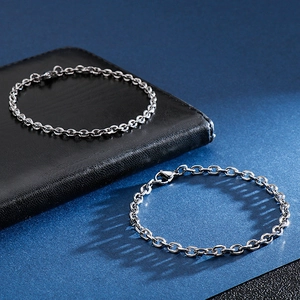 Bracciali a catena punk in acciaio inossidabile per uomo e donna, finitura argento