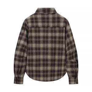 Chemise classique en flanelle à carreaux marron et gris avec coupe cintrée