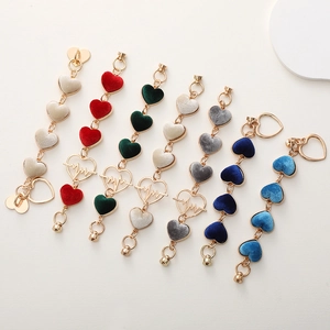 Velvet Heart Pendant Phone Case Chain Bracelet Alloy EKG Pattern Decorative Accessory