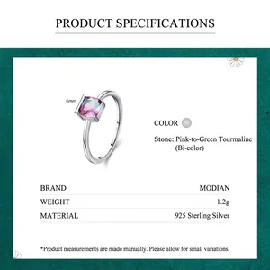Minimalistischer Ring aus S925 Sterlingsilber mit 6mm Farbverlauf-Edelstein-Besatz