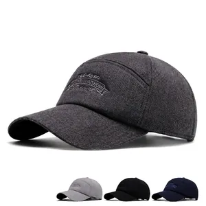 Winter thermal baseball cap with letter embroidery and fleece lining in four colors