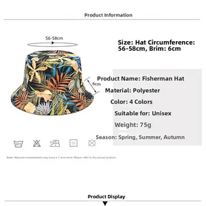 Size guide for unisex polyester bucket hat showing 56-58cm head circumference and 6cm brim