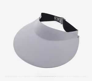 Detail view of foldable sun visor hat showing inner adjustable strap and grey brim texture