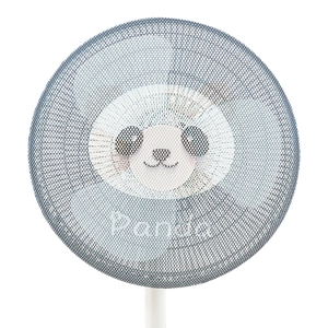 Blue panda cartoon electric fan safety net cover for child protection and dust prevention