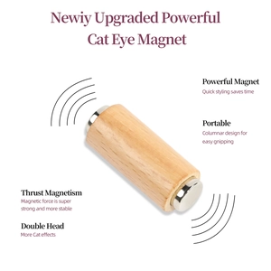 Powerful cylindrical cat eye nail magnet tool with wood grain handle and dual magnetic tips
