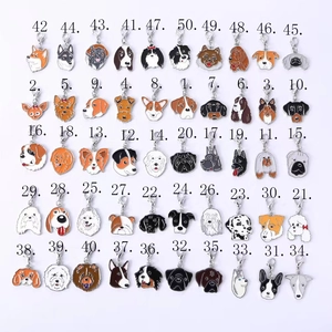 Pendentif Tête De Race De Chien Porte-Clés Émail Allié Charme Animal Avec Fermoir Mousqueton Pour Sac Collier Pour Animaux Accessoires DIY