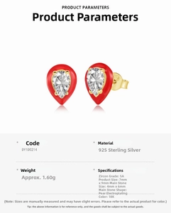 Detailed specs of pear shape 925 sterling silver earrings with 18k gold plating