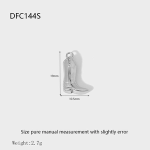 Silver cowboy boot pendant charm for DIY jewelry with 19mm height dimensions