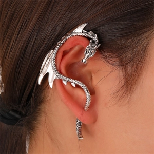 Vintage Gothic Punk Alloy Dragon Ear Cuff Wrap Earrings For Women Men Fantasy Dark Dragon Jewelry Performance Accessories