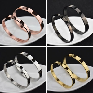 Minimalist Polished Titanium Steel Bangle For Women Men Plain Mirror Finish Oval Cuff Bangle Couple Fashion Jewelry Gift