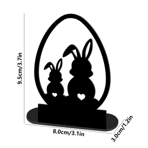 Size chart for black acrylic Easter bunny table decor showing 9.5cm height and 8.0cm width