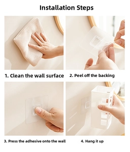 Step-by-step installation guide for wall-mounted hair curler storage rack without drilling