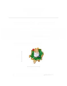 Detail view of vintage freshwater pearl brooch with colored gemstones and size measurement