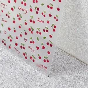 Adesivi per unghie stile giapponese con motivi a ciliegia e texture flessibile