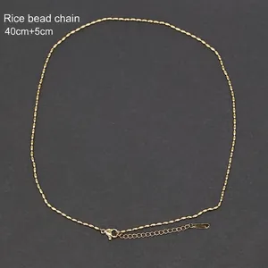 Collana minimalista in acciaio inossidabile placcato oro 18K maglia riso da 40cm