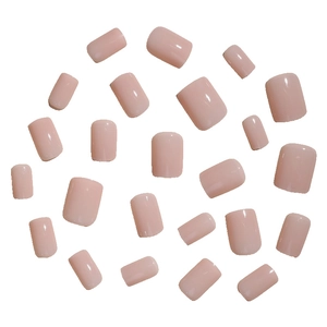 24pcs short square glossy nude pink press-on nails set with minimalist jelly texture finish