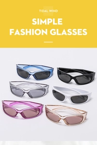 Detailed product showcase of Y2K cycling sunglasses in six diverse color variations