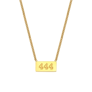 Collar retro de acero inoxidable chapado en oro de 18K con colgante número ángel 444
