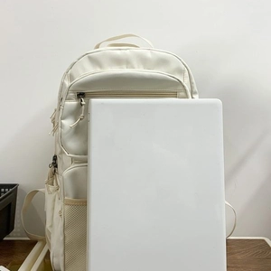 Minimalist cream-white large capacity school backpack fits a laptop for students