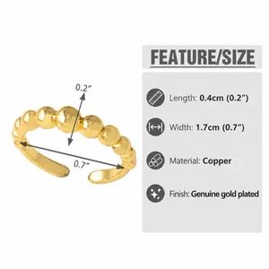 Size chart showing width 1.7cm and length 0.4cm for the gold plated copper ring