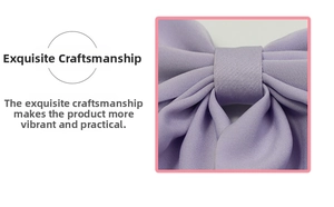 Detail of light purple satin bow hair clip with elegant gathering and soft fabric sheen