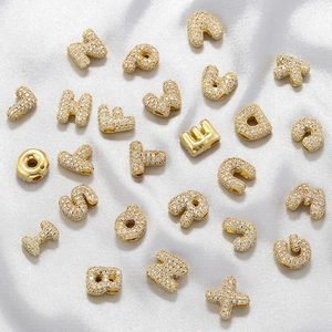 Initial Alphabet Letter Pendants Copper Cubic Zirconia Pavé Charms For DIY Necklace Bracelet Making Hip Hop Style