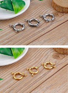 Macro view of gold and silver stainless steel spring ring clasps for jewelry making