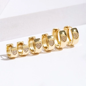 Heart Huggie Hoop Earrings Copper Zircon Micro Pave Polished Trendy Chic Jewelry For Women Daily
