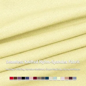 Tissu de veste de yoga jaune pâle sans couture avec texture respirante et grande élasticité