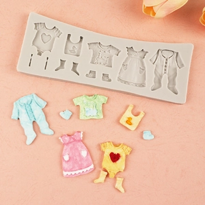 Moule en silicone gris vêtements bébé pour décorations de gâteaux en fondant DIY