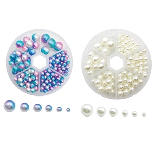 DIY colorful mermaid pearl kit in purple and white, mixed sizes in round storage cases