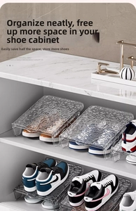 Macro detail of transparent water-ripple textured shoe rack with high-transparency PET material