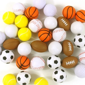 Mini multi-sport foam balls set including basketball, football, and soccer for kids