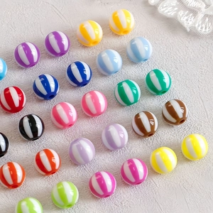 Mixed color striped acrylic round beads for DIY jewelry and phone chain making