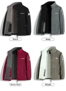 Giacche in pile da uomo in nero, grigio, bordeaux e kaki con design a zip intera