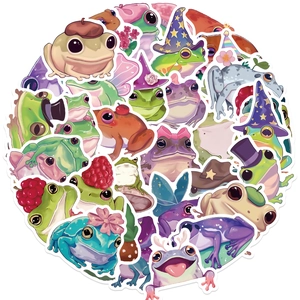 50 pieces of colorful cartoon frog fairy waterproof stickers for guitars and laptops