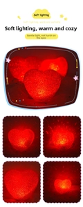 Detailed view of red heart LED light with a frosted crystal texture for stage props
