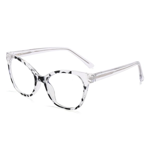 Fashionable leopard print anti-blue light glasses with transparent temples and metal core