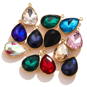Pendentifs en cristal en forme de poire avec cadre doré multicolores pour bijoux DIY