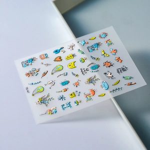 Autocollants 5D pour ongles avec oiseaux de jardin, motifs floraux et art du thé