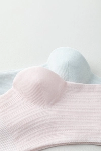 Macro shot of fine knitted texture and seamless heel stitching on thin silk socks