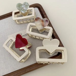 Pinze per Capelli a Forma di Cuore in Acetato Vintage per Donna Coreana Rettangolare Cava Motivo Marmo Accessori per Capelli Moda