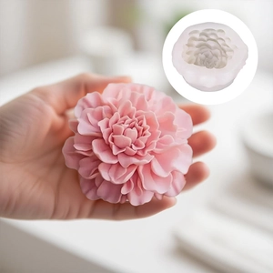 Molde de silicona de peonía para jabón artesanal y velas con textura de flor fina